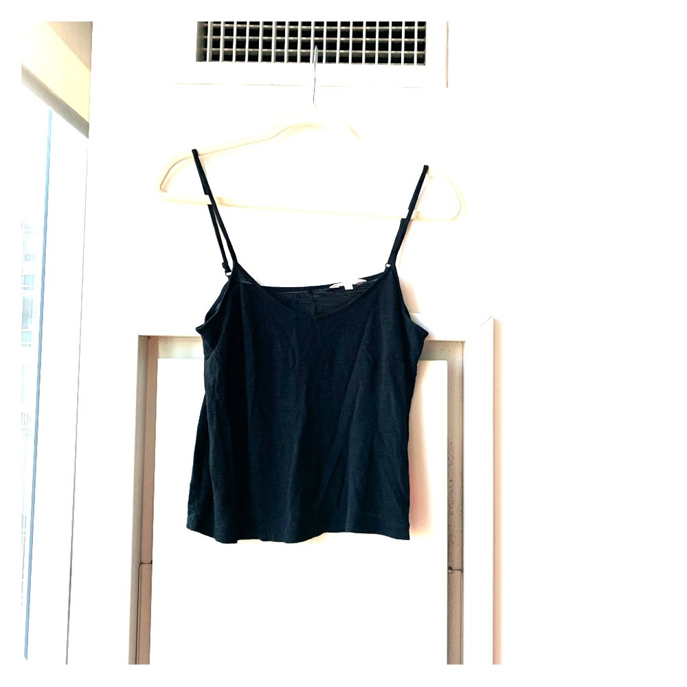 Madewell v-knock cropped black tank